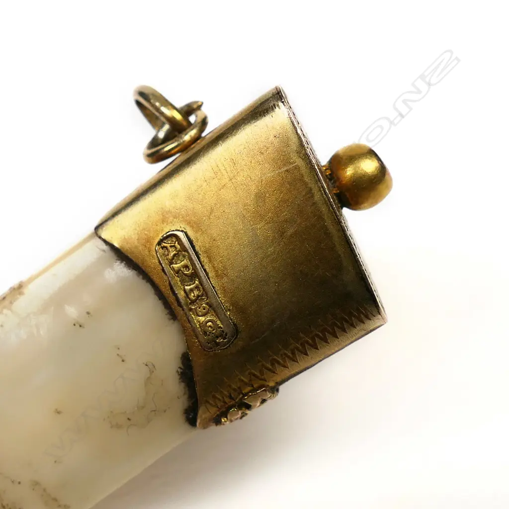 A. P. Buick 9ct gold mounted tusk brooch, Image 1++